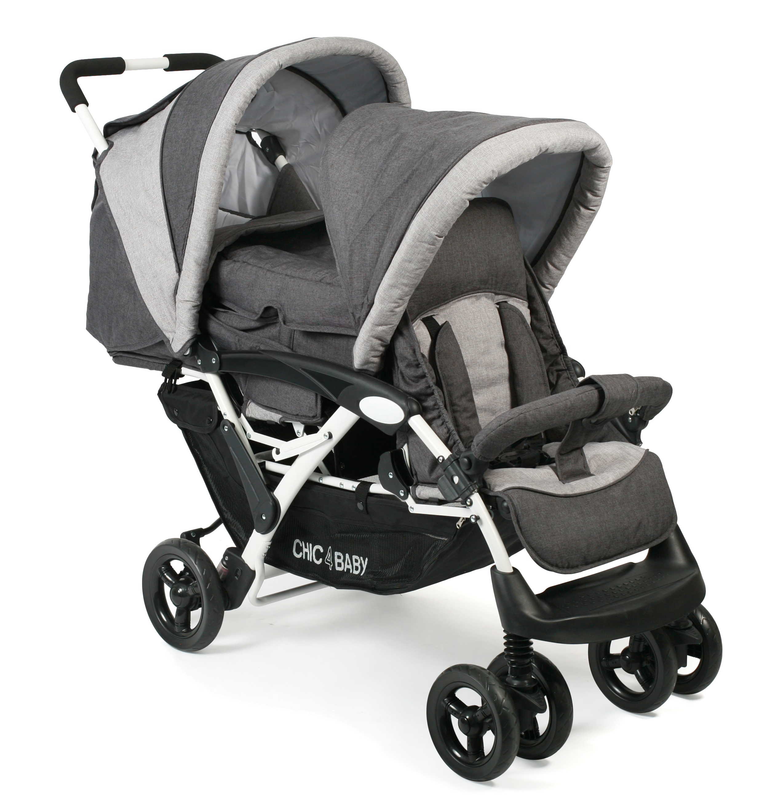 Poussette duo 4 roues hot sale