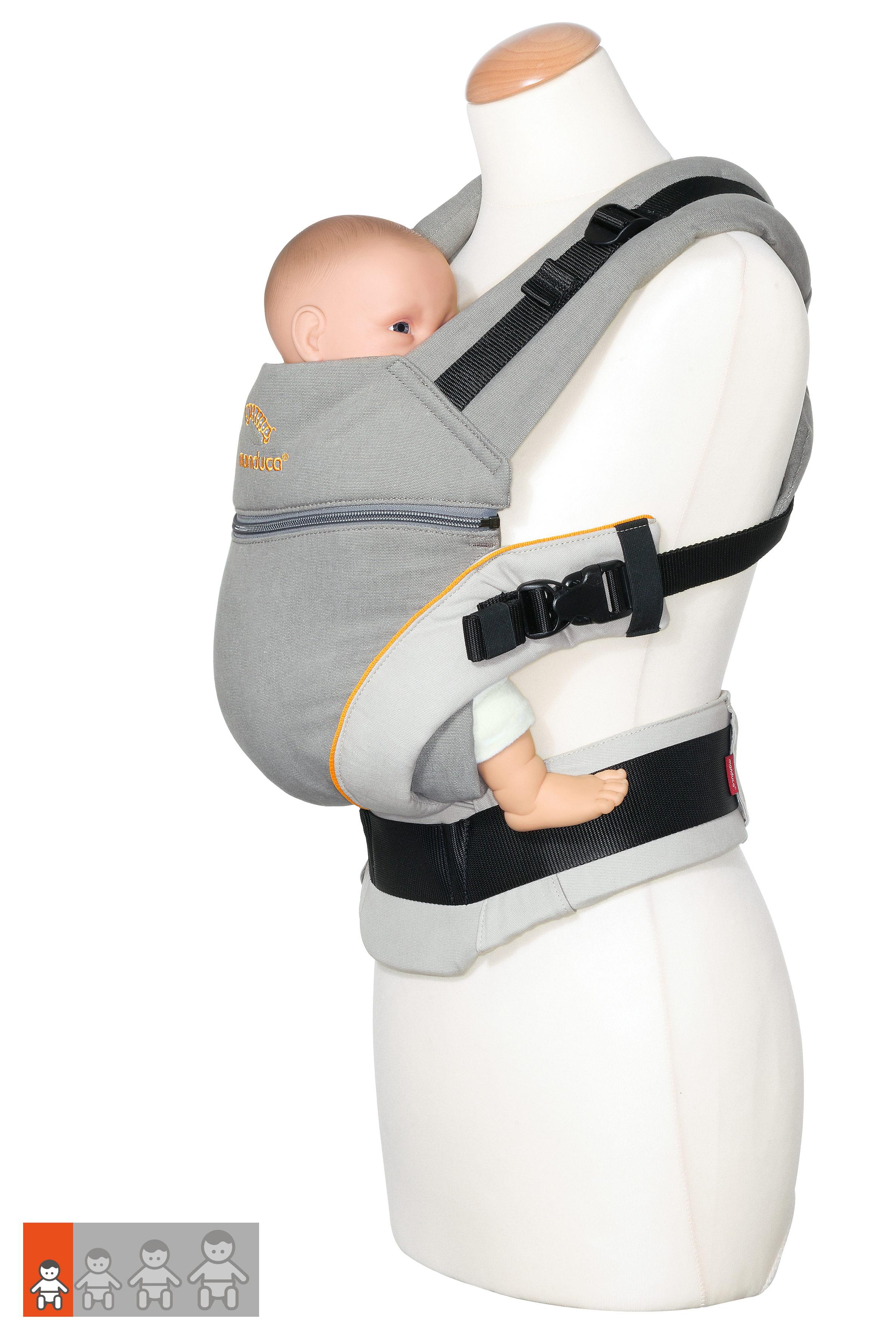 Manduca Porte bebe dorsal ventral XT Cotton denimblue toffee Commander en ligne babymarkt