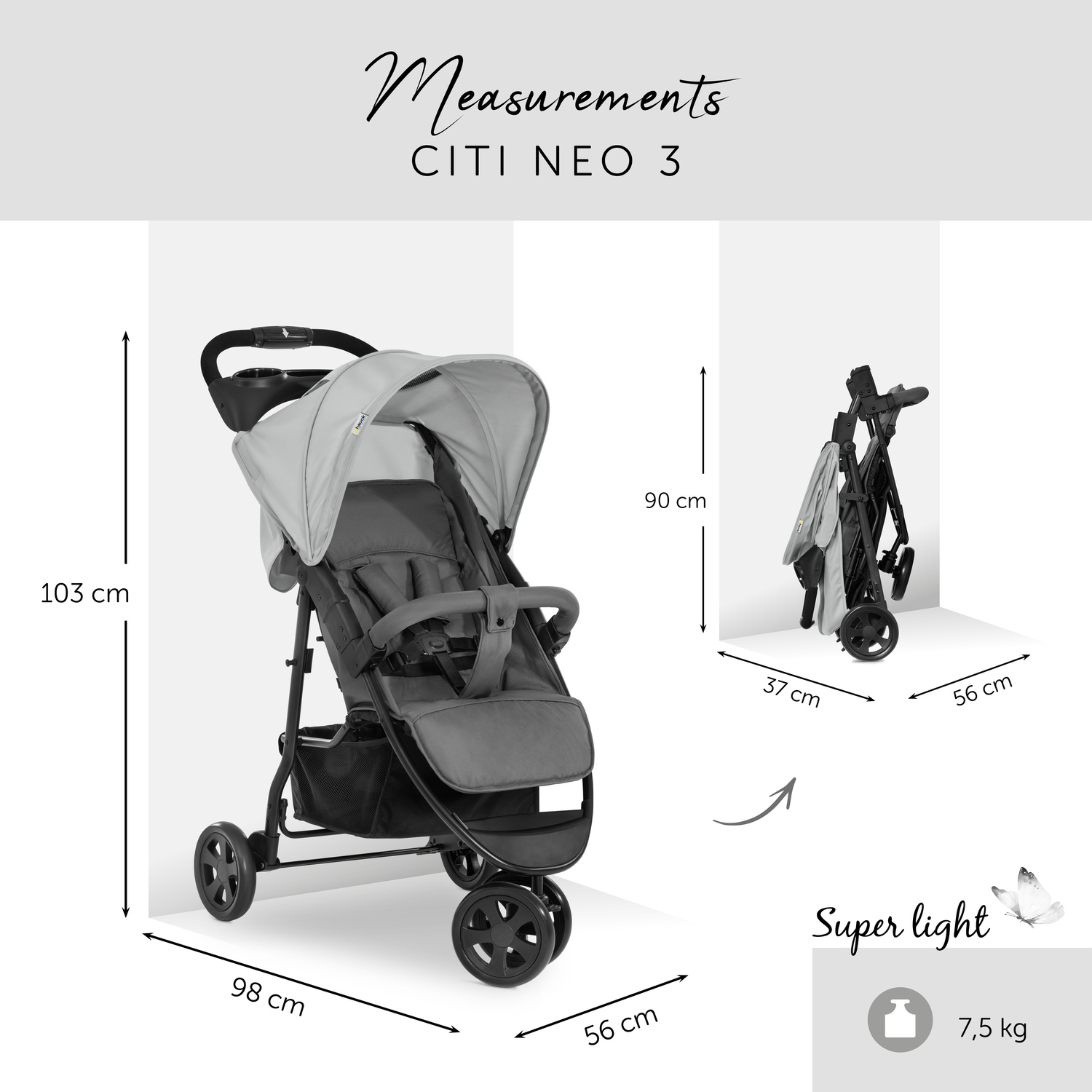 Hauck Poussette 3 roues Citi Neo Grey Commander en ligne babymarkt