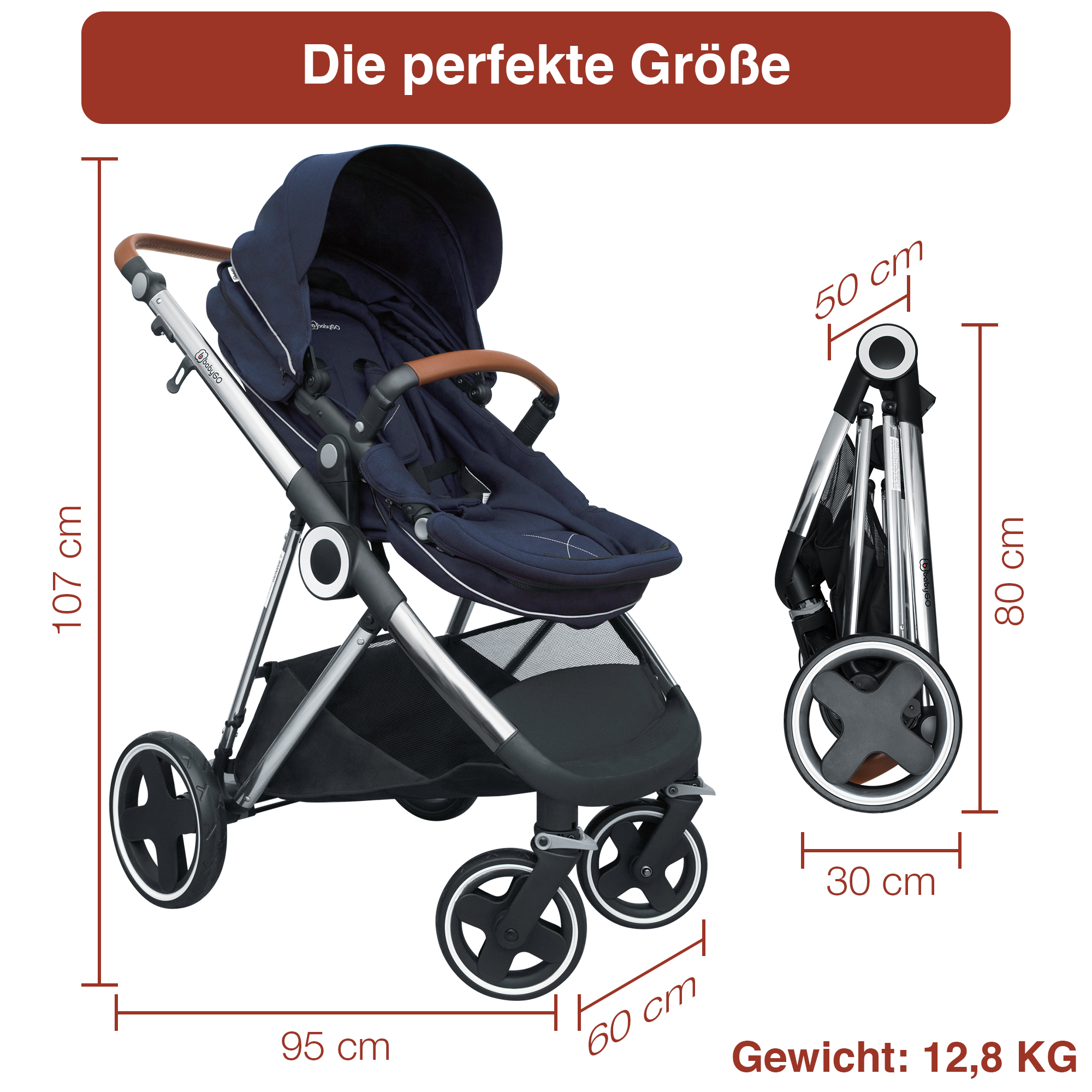 babyGO Poussette trio combinee 3en1 Halime Blue Silver Commander en ligne babymarkt