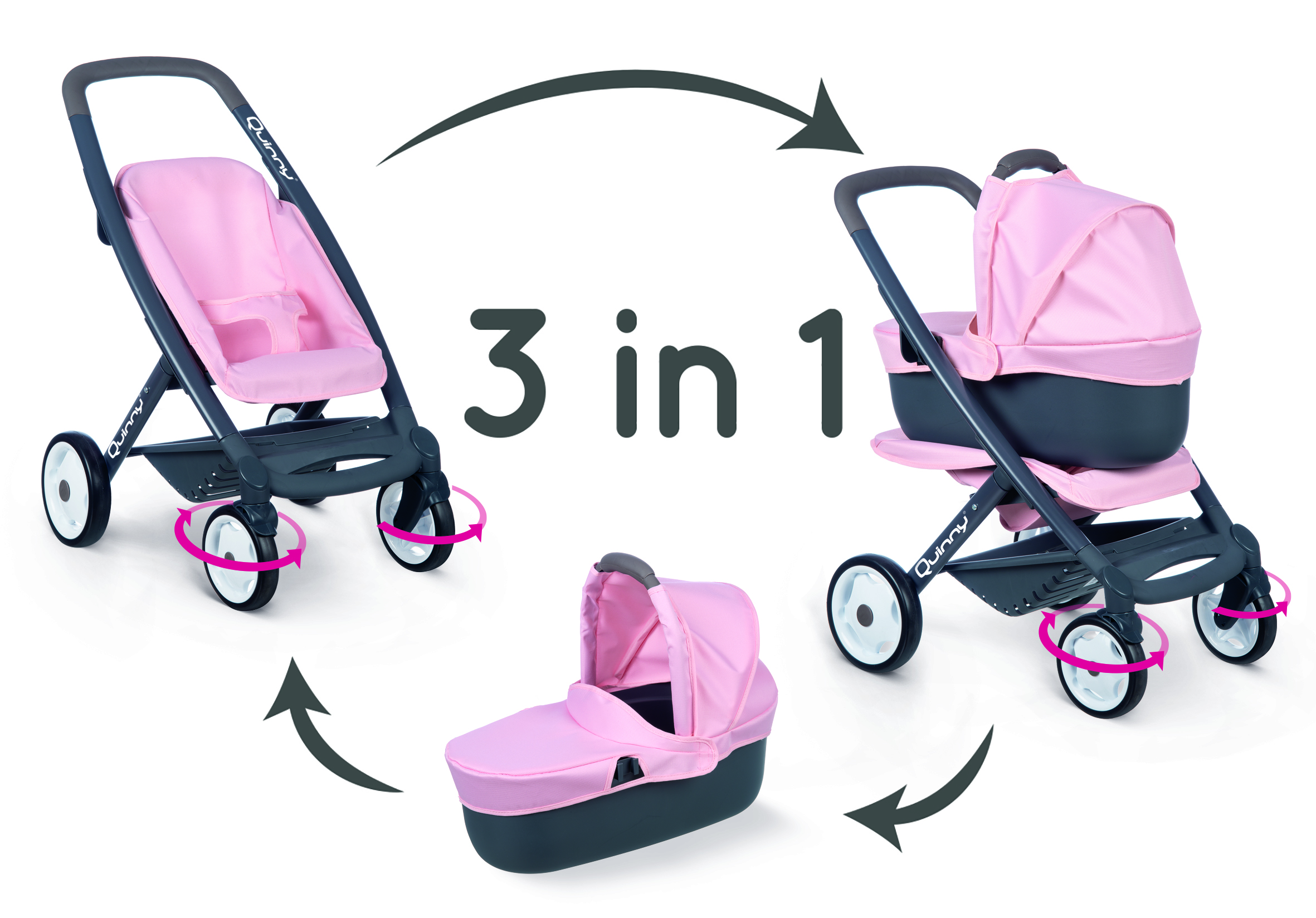 Smoby Carrito de bebe de juguete Combi Quinny 3 en 1 Haz tu pedido online