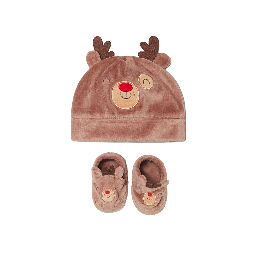 OVS Set berretto e scarpine neonato Rudolf marrone Ordina online