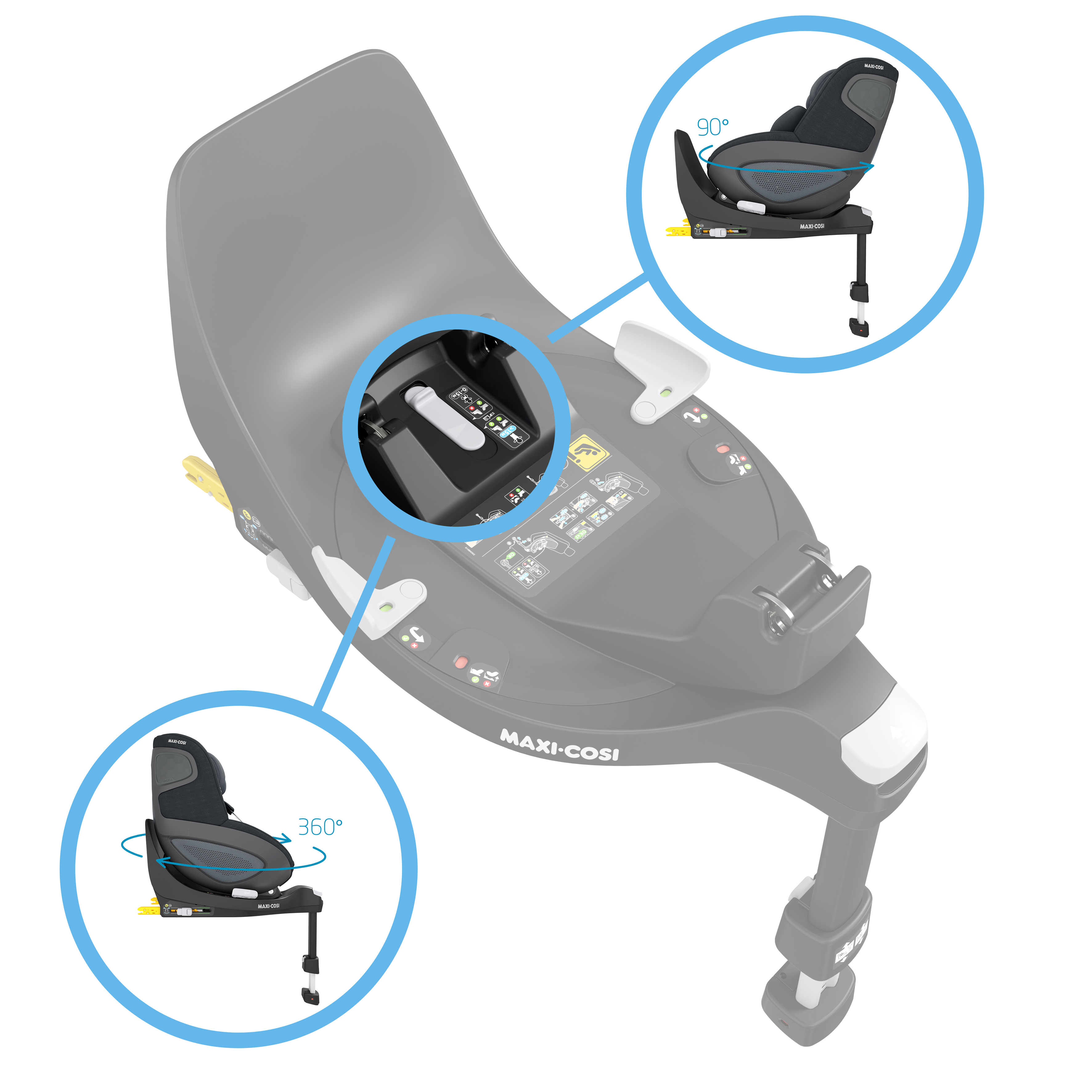 Maxi Cosi Pack siege auto cosy Pebble 360 Essential Black base FamilyFix 360 Commander en ligne babymarkt