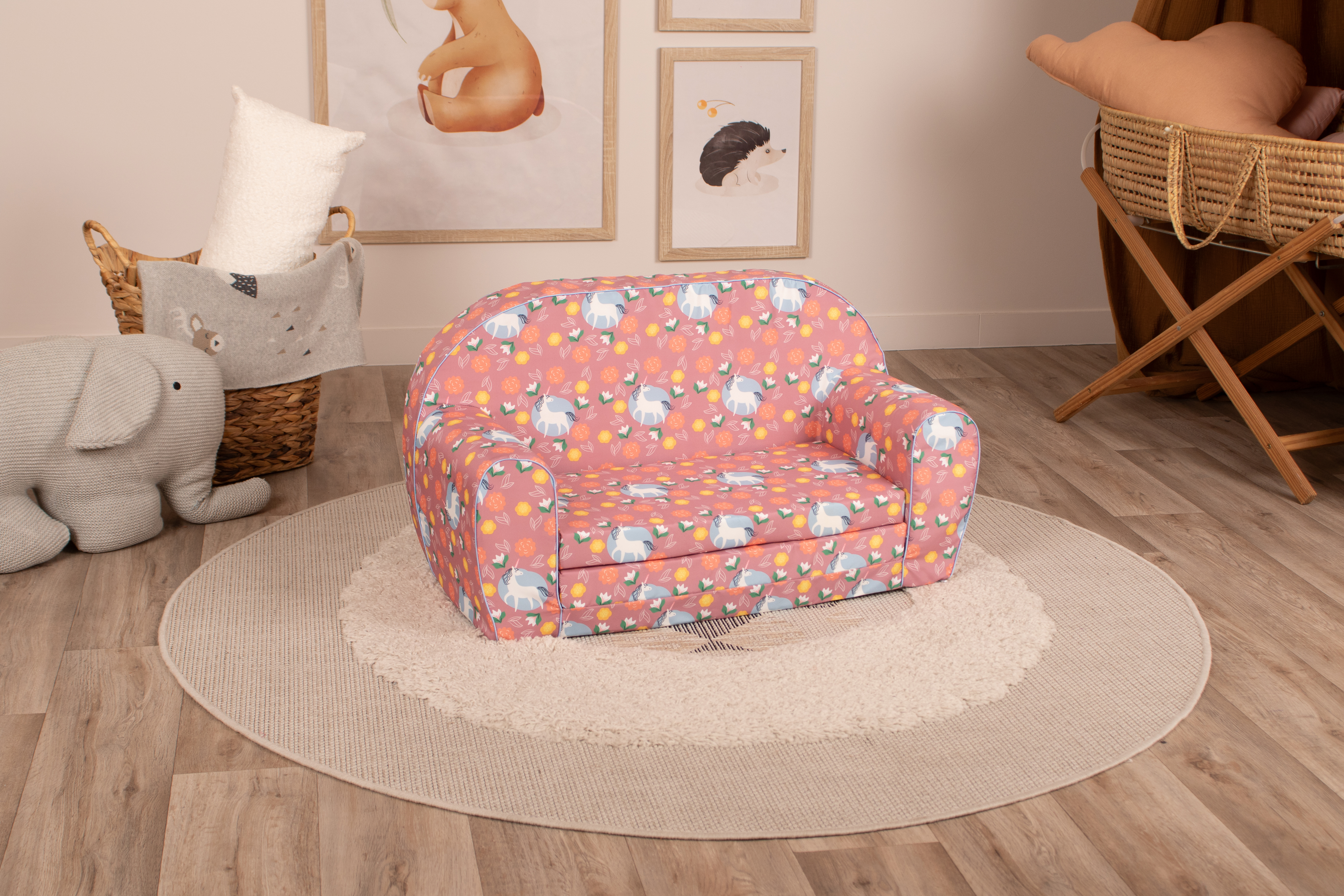 Modulares Kindersofa 10-teilig - Leuchtet Im Dunkeln! Rosa/Beige Spielsofa