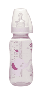 Babyflaska Trendy PP 250ml flicka med anti-kolisk teat silikonmjölk storlek 1 elefant