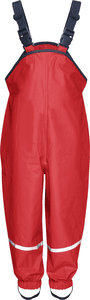 Regenbroek met schouderbanden rood