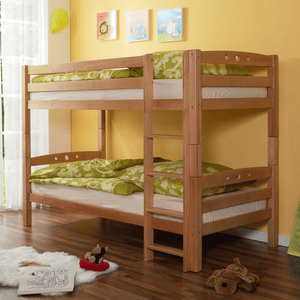 Lit superposé enfant Lupo R hêtre naturel 90x200 cm