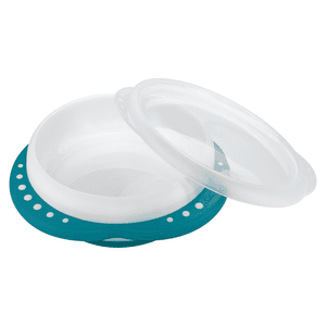 EASY LEARNING Assiette d'apprentissage avec couvercle, poignées et socle antidérapants, sans BPA, petrol