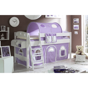 Lit mezzanine enfant Kenny R blanc - violet/blanc 90x200 cm