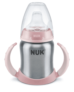 Tasse enfant Learner Cup inox, sans étain 125 ml, silicone rose