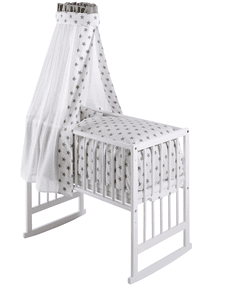 culla multifunzione bianca, stelle grandi beige