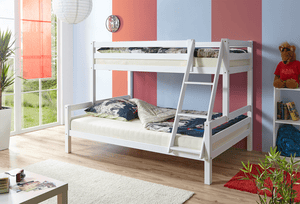 Lit superposé enfant Maxim hêtre massif, blanc 90x200 cm
