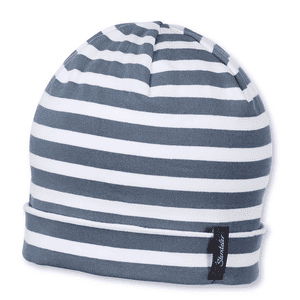 Beanie Slouch Striped Jersey Grey Blue