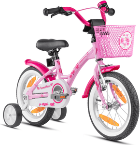 Kinderfahrrad 14" mit Stützräder, rosa-weiß