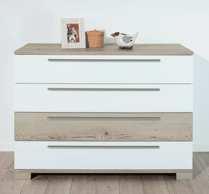 Kommode Carlo 3 Schubladen kreideweiß 1 Schublade Fichte