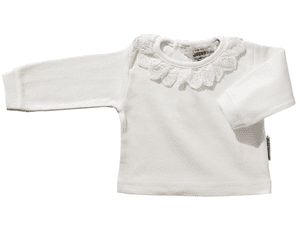 Langarmshirt mit Spitzenkragen weiß