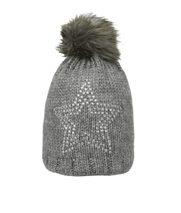 Girl s bobble hat knit, grigio