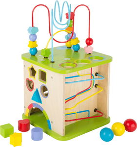 Cubo de actividades con pista de bolas