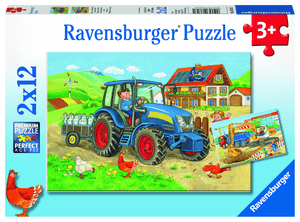 Puzzle 2x12 Teile - Baustelle und Bauernhof