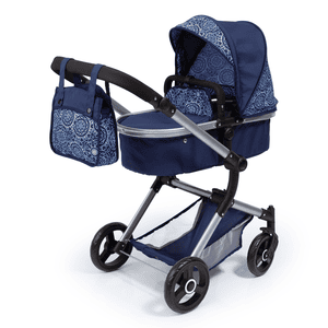 Design Passeggino duo per bambole , Neo Vario blu,con motivo