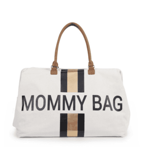 CHILHOME Mommy Bag Stor Beige Striper Svart/ Gull