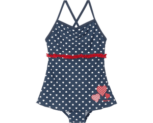 Maillot de bain enfant 1 pièce anti-UV jupe coeurs