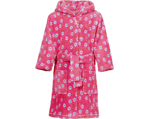 Fleece-Bademantel Blumen pink