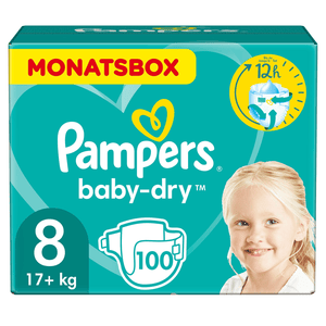 Baby-Dry bleer, Gr. 8, 17+kg, Månedpakke (1 x 100 bleer)