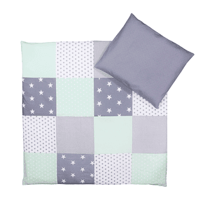 Baby Bettwäsche-Set Mint Grau 80 x 80 cm + 35 x 40 cm