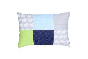 Federa cuscino a toppe 40 x 60 cm elefante blu verde