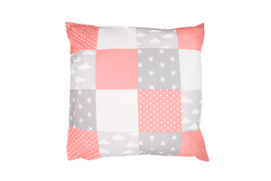 Taie d'oreiller enfant patchwork nuages corail 80x80 cm