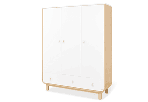 Armoire enfant 3 portes Round bois blanc/naturel