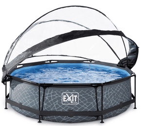 EXIT Piscine tubulaire ronde Stone bâche et filtre 3x0,76 m gris