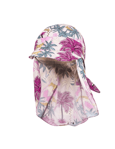 Bonnet enfant palmiers jaune-mauve