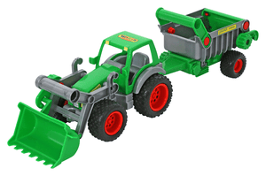 Tractor de juguete Technic con pala frontal y remolque basculante