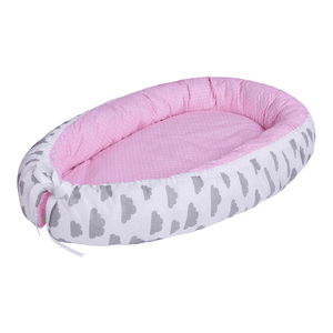 Babynest multifunktional Wölkchen grau/ Sternchen rosa