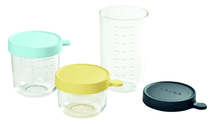 Pots de conservation repas verre bleu/jaune 150 ml, 250 ml, 400 ml lot de 3