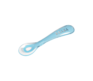 Cuillère enfant silicone 2e âge bleu