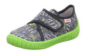 Chaussons enfant scratch Bill gris/vert