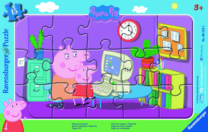 Frame puzzle - Peppa Pig: Peppa på datamaskinen, 15 stk