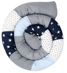 Tour de lit traversin enfant bleu/bleu clair/gris 300 cm