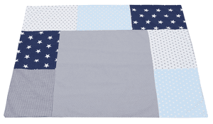 Housse de matelas à langer patchwork bleu/bleu clair/gris 75x85 cm