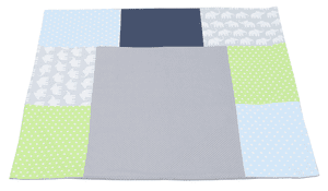 Housse de matelas à langer patchwork éléphant bleu/vert 75x85 cm