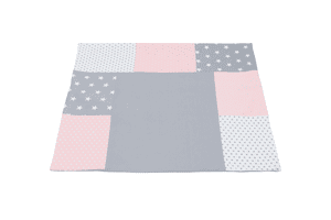 Housse de matelas à langer patchwork rose/gris 75x85 cm