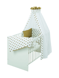 Barneseng komplett Classic White Big Stars beige  60 cm x 120 cm