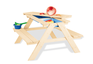 Ensemble table bancs enfant Matsch-Nicki pour 4, bois naturel