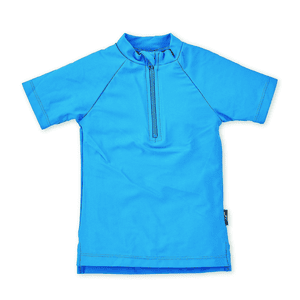 Camisa de baño de manga corta UV azul