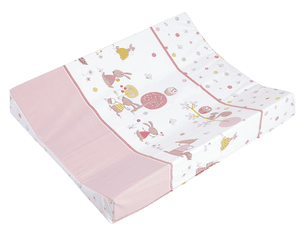 Matelas à langer 2 bordures film Happy Animals rose 50x65 cm