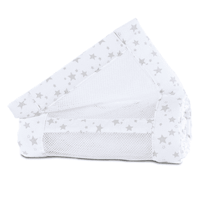 Ochraniacz do łóżeczka Mesh-Piqué Maxi, Boxspring i Comfort, white stars 168x24 cm