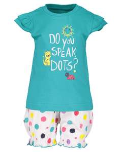 Girls Set van 2 T-shirt + Shorts lagune